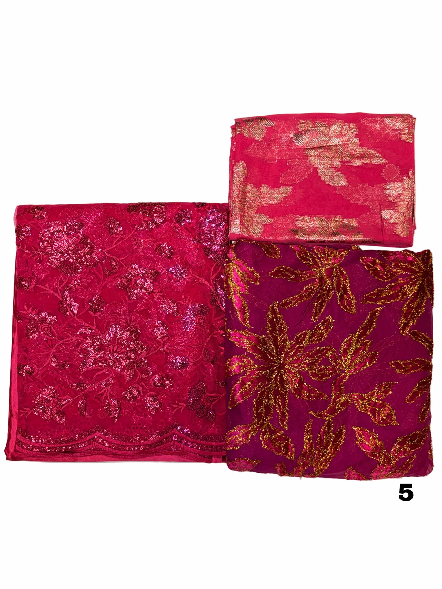 Hot Pink and Gold Hibiscus Maqbal Dirac Set