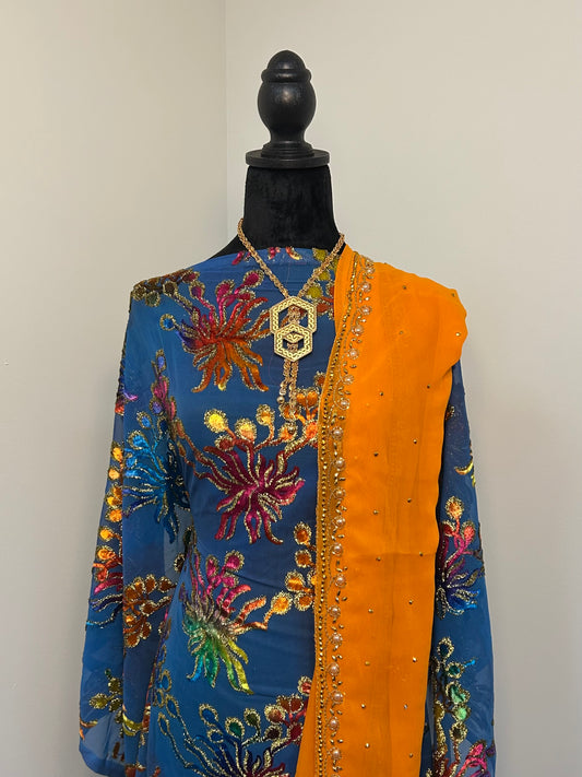 Deep Sea Blue and Orange Maqbal Dirac Set