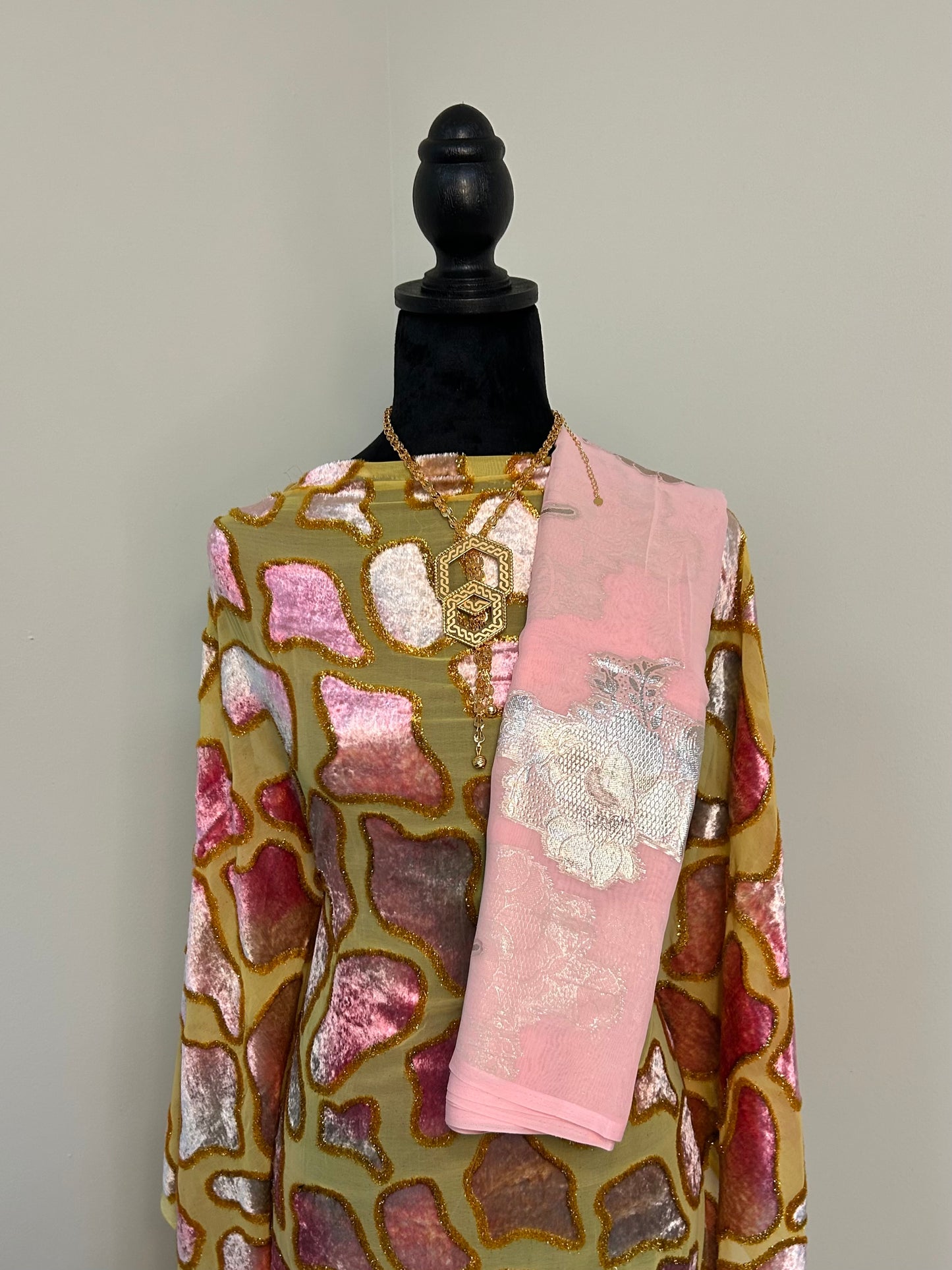 Yellow and Pink Shimmer Maqbal Dirac Set