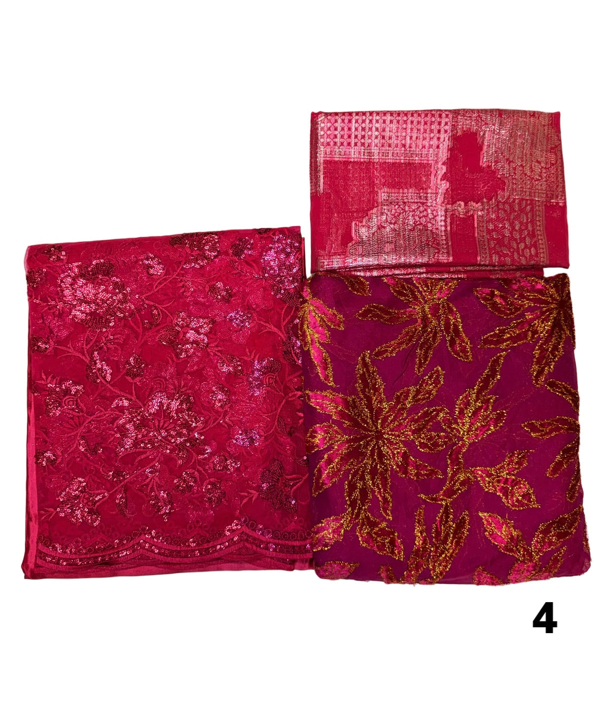 Hot Pink and Gold Hibiscus Maqbal Dirac Set
